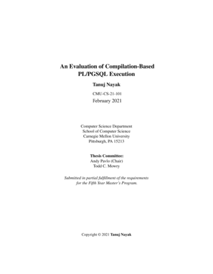 Screenshot of the pdf document for An Evaluation of Compilation-Based PL/PGSQL Execution