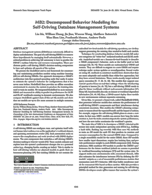 Screenshot of the pdf document for MB2: Decomposed Behavior Modeling for Self-Driving Database Management Systems