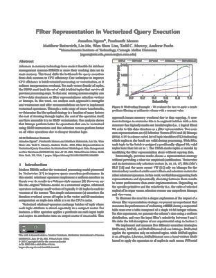 Screenshot of the pdf document for Filter Representation in Vectorized Query Execution