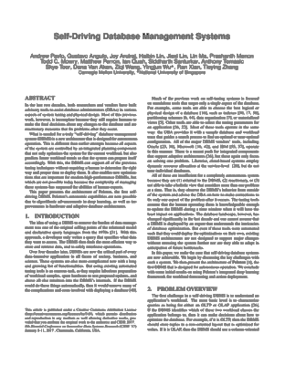 Screenshot of the pdf document for Self-Driving Database Management Systems