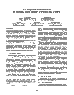 Screenshot of the pdf document for An Empirical Evaluation of In-Memory Multi-Version Concurrency Control